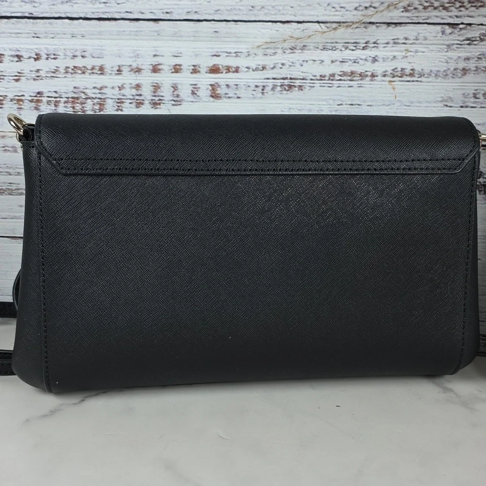 KATE SPADE BLACK CLUTCH CROSSBODY SHOULDER‎ BAG CARSON CONVERTIBLE GOLD CHAIN